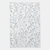 Mooie Witte Blauwe Bloemige Bruiloftsborrel Theedoek (Verticaal)