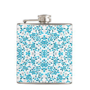 Mooie witte blauwe naadloze lente bloemen patronen heupfles