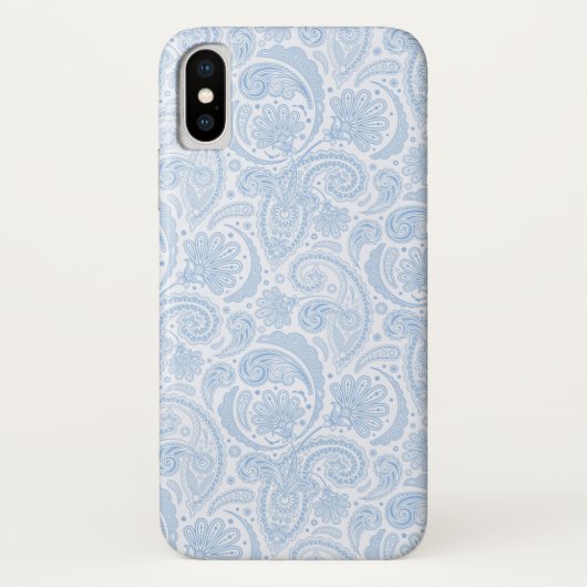Mooie witte blauwe paisley patroon Case-Mate iPhone case (Achterkant)