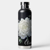 Mooie Witte Bloem met Naam Waterfles (Links)