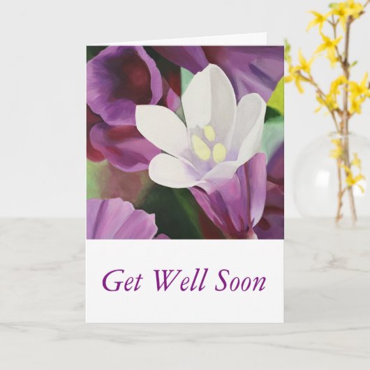 Mooie Witte Bloem - word goed spoedig Kaart (Gele Bloem)