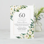 Mooie Witte Bloemen 60e verjaardag Kaart (Staand voorkant)