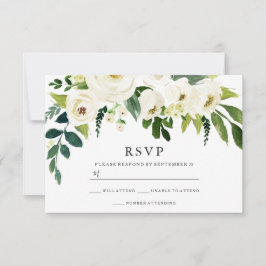 Mooie witte bloemen bloemen die bruidsschat RSVP kaartje