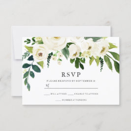Mooie witte bloemen bloemen die bruidsschat RSVP kaartje
