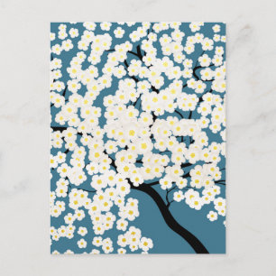 Mooie Witte Bloemen Bloesem Boom Kunst Briefkaart