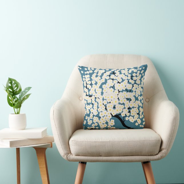 Mooie Witte Bloemen Bloesem Boom Kunst Kussen (Stoel)
