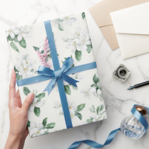 Mooie Witte Bloemen Bruidsuitnodiging  Cadeaupapier