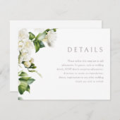 Mooie witte bloemen bruiloft details informatiekaartje (Voorkant / Achterkant)