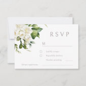 Mooie witte bloemen bruiloft RSVP kaartje (Voorkant)
