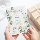 Mooie witte bloemen en goud | doop kaart