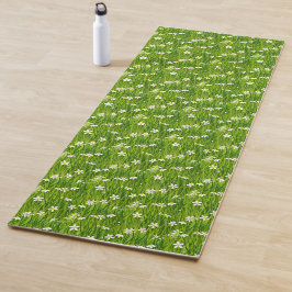 Mooie Witte Bloemen en Groene Plant Bladeren Yogamat