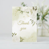 Mooie witte bloemen groen botanisch bedankkaart (Staand voorkant)