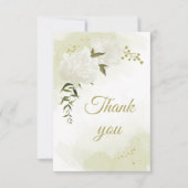 Mooie witte bloemen groen botanisch bedankkaart (Voorkant)