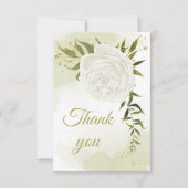 Mooie witte bloemen groen botanisch bedankkaart (Voorkant)