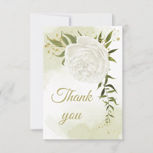 Mooie witte bloemen groen botanisch bedankkaart (Voorkant)