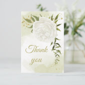 Mooie witte bloemen groen botanisch bedankkaart (Staand voorkant)