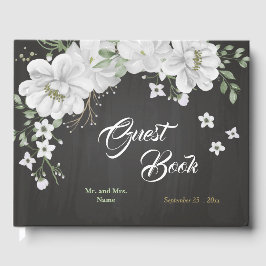 mooie witte bloemen groen zwart gastenboek