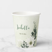 Mooie witte bloemen groene bladeren papieren bekers (Achterkant)