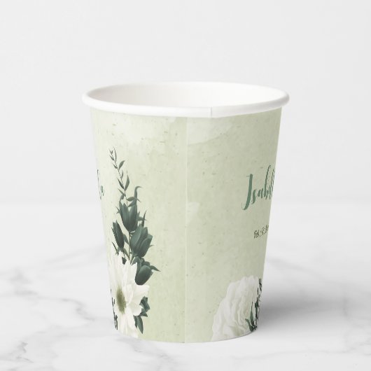 Mooie witte bloemen groene bladeren  papieren bekers (Rechts)