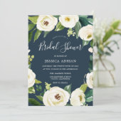 Mooie Witte Bloemen Groene Bruidsdouche Kaart (Staand voorkant)