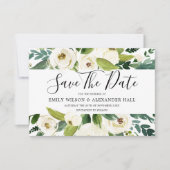 Mooie Witte Bloemen Groene Lente Bruiloft Save The Date (Voorkant)