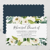 Mooie witte bloemen groene repetitie binnenste kaart (Voorkant / Achterkant)