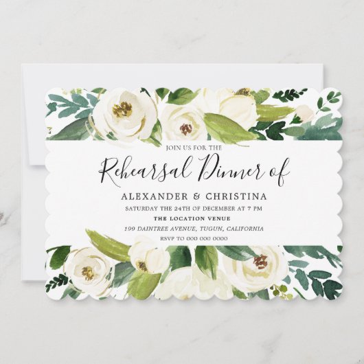 Mooie witte bloemen groene repetitie binnenste kaart (Voorkant)