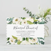 Mooie witte bloemen groene repetitie binnenste kaart (Staand voorkant)