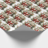 Mooie Witte Bloemen Hulst Rode Lint Cadeaudoos Cadeaupapier (Hoek)