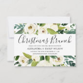 Mooie witte bloemen kerstfeest Brunch Kaart (Voorkant)