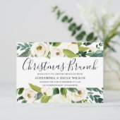 Mooie witte bloemen kerstfeest Brunch Kaart (Staand voorkant)