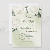 mooie witte bloemen met groene bladeren save the date (Voorkant)