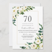Mooie witte bloemen met Lijst 70e verjaardag Kaart (Voorkant)
