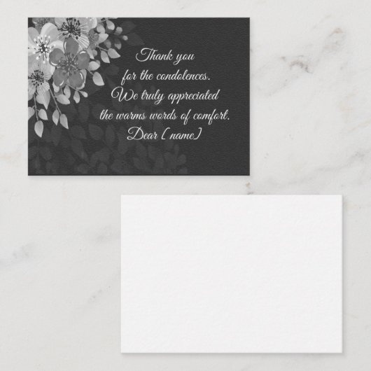 Mooie Witte Bloemen Na Begrafenis dank je Notitiekaartje (Voorkant / Achterkant)