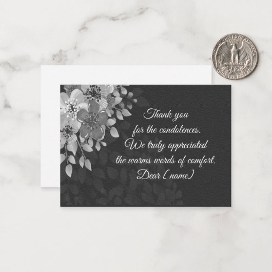 Mooie Witte Bloemen Na Begrafenis dank je Notitiekaartje (Voorkant / Achterkant in situ)