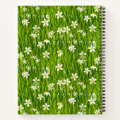 Mooie witte bloemen op groene bladeren notitieboek (Achterkant)