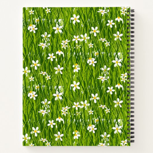 Mooie witte bloemen op groene bladeren notitieboek (Achterkant)