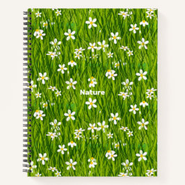 Mooie witte bloemen op groene bladeren notitieboek