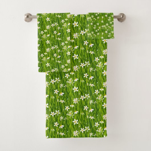 Mooie witte bloemen op groene Planten bladeren Bad Handdoek (Insitu)