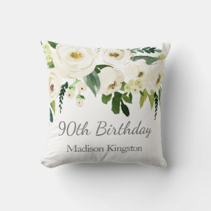 Mooie witte bloemen vrouwen 90e verjaardag Gift Kussen