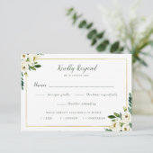 mooie witte bloemenmaaltijd keuze RSVP-kaart RSVP Kaartje (Staand voorkant)