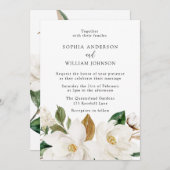 Mooie Witte Bloemige Elegante Trouw Kaart (Voorkant / Achterkant)