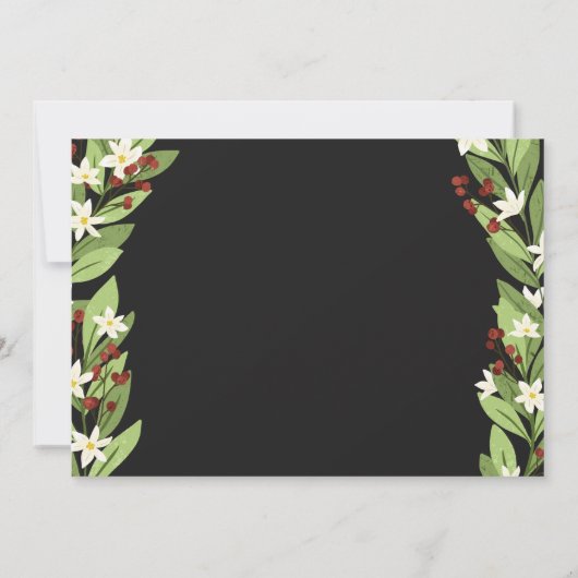 Mooie witte bloemige rode bessen vakantie brunch kaart (Achterkant)