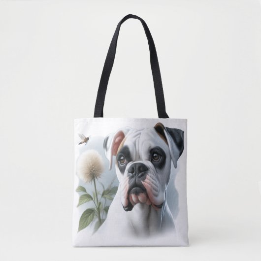 Mooie witte boxerhond in de natuur tote bag (Voorkant)