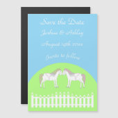 Mooie witte bruidspaarden Bewaar de datum Magnetische Uitnodiging (Voorkant / Achterkant)