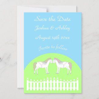 Mooie witte bruidspaarden Bewaar de datum Magnetische Uitnodiging