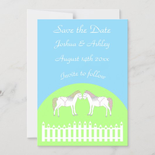 Mooie witte bruidspaarden Bewaar de datum Magnetische Uitnodiging (Voorkant)