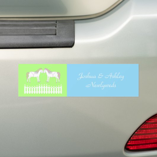 Mooie witte bruiloft paarden op maat bumpersticker (Op auto)