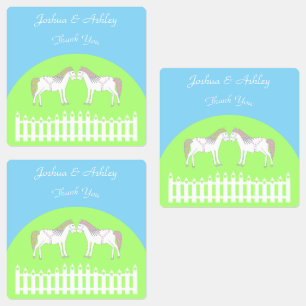 Mooie witte bruiloft paarden op maat labels
