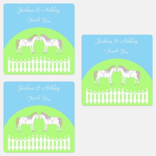 Mooie witte bruiloft paarden op maat labels (Groep)